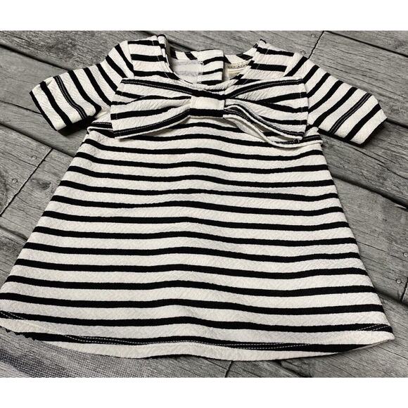 Max Studio Baby Striped Shirt With Bow Size 12 Months Gold Button Back - Picture 1 of 7